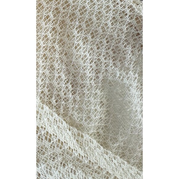 Vintage 70s net woven curtain, cream/off-white mesh, pleated panel, price for 1 - Picture 5 of 9